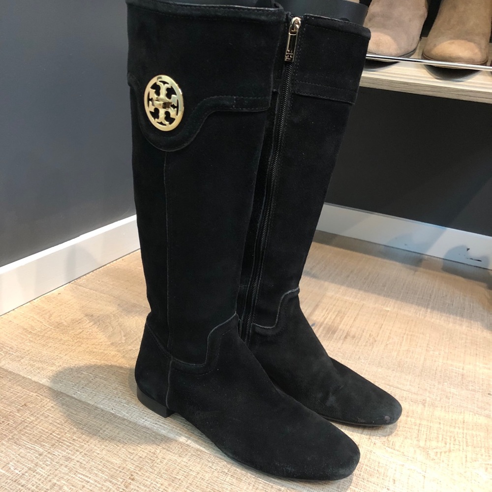 Tory Burch Black Suede Riding Boots Sz 7